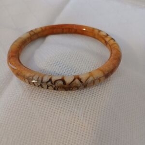 Elegant Orange and Brown Bangle Bracelet